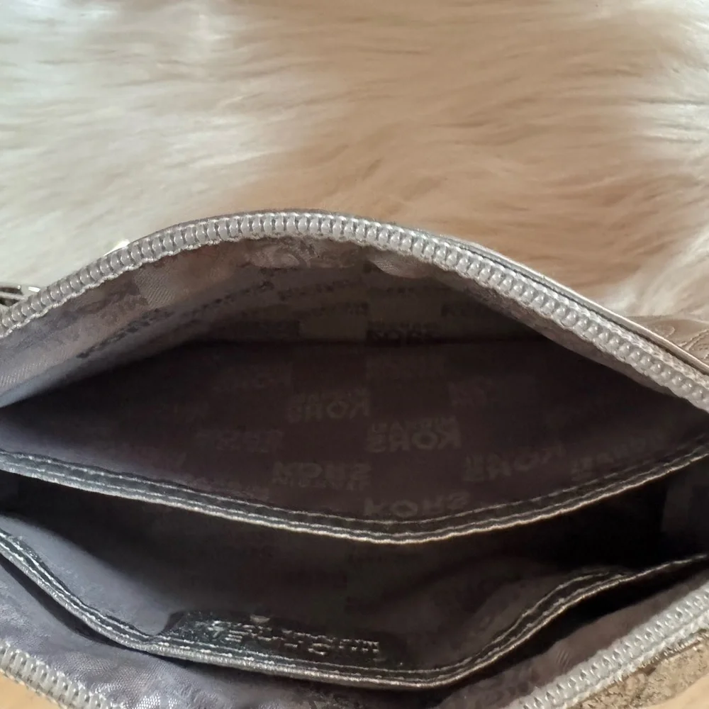 Michael Kors Shiny Silver Embossed Make-Up Case - Picture 8 of 8